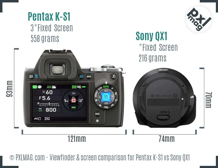 Pentax K-S1 vs Sony QX1 Screen and Viewfinder comparison