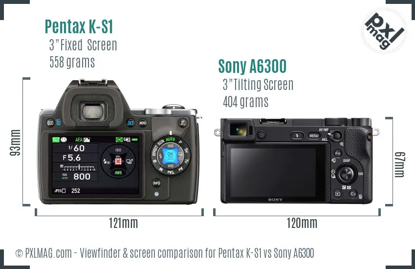 Pentax K-S1 vs Sony A6300 Screen and Viewfinder comparison