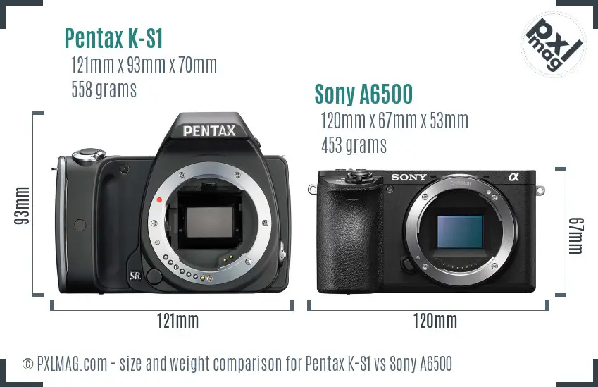 Pentax K-S1 vs Sony A6500 size comparison