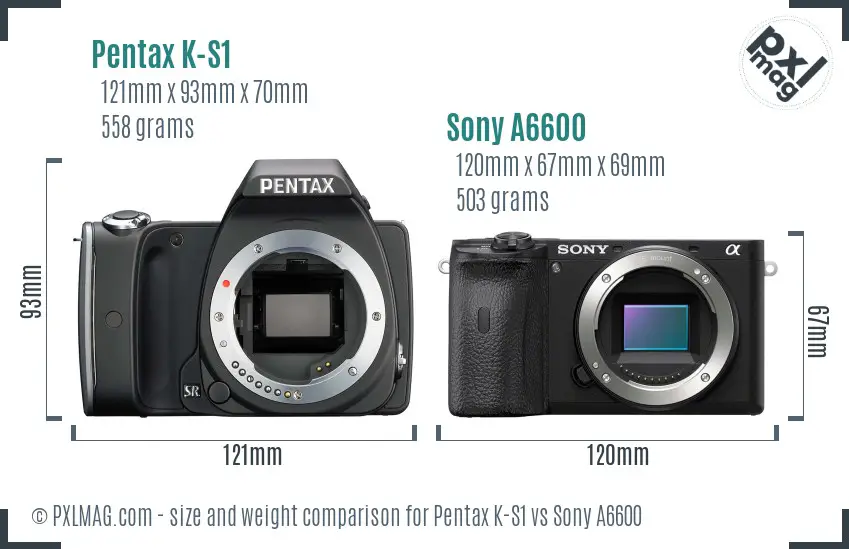 Pentax K-S1 vs Sony A6600 size comparison