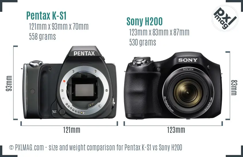Pentax K-S1 vs Sony H200 size comparison