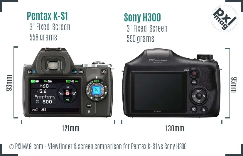 Pentax K-S1 vs Sony H300 Screen and Viewfinder comparison