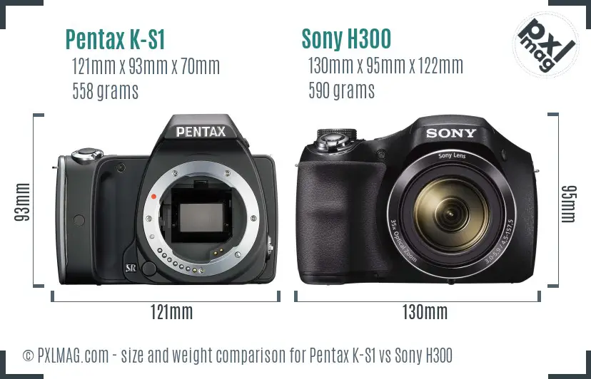 Pentax K-S1 vs Sony H300 size comparison