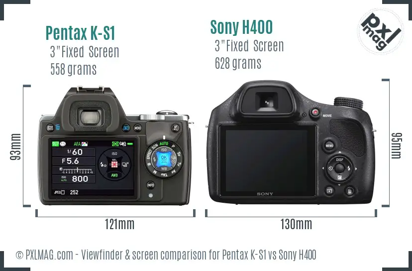 Pentax K-S1 vs Sony H400 Screen and Viewfinder comparison