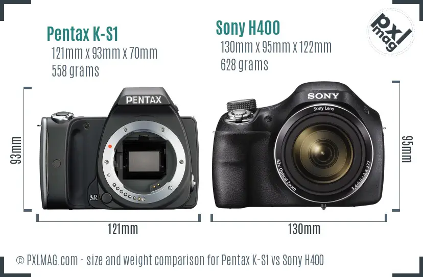 Pentax K-S1 vs Sony H400 size comparison