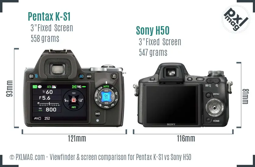 Pentax K-S1 vs Sony H50 Screen and Viewfinder comparison