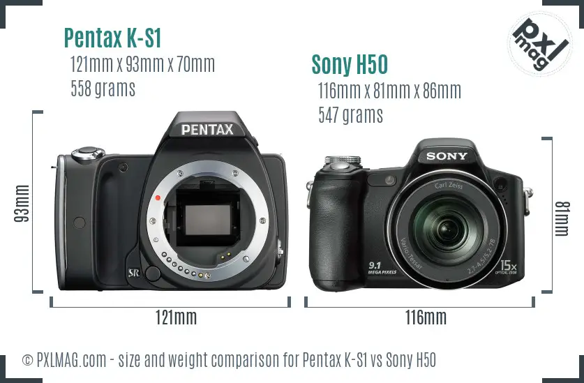 Pentax K-S1 vs Sony H50 size comparison