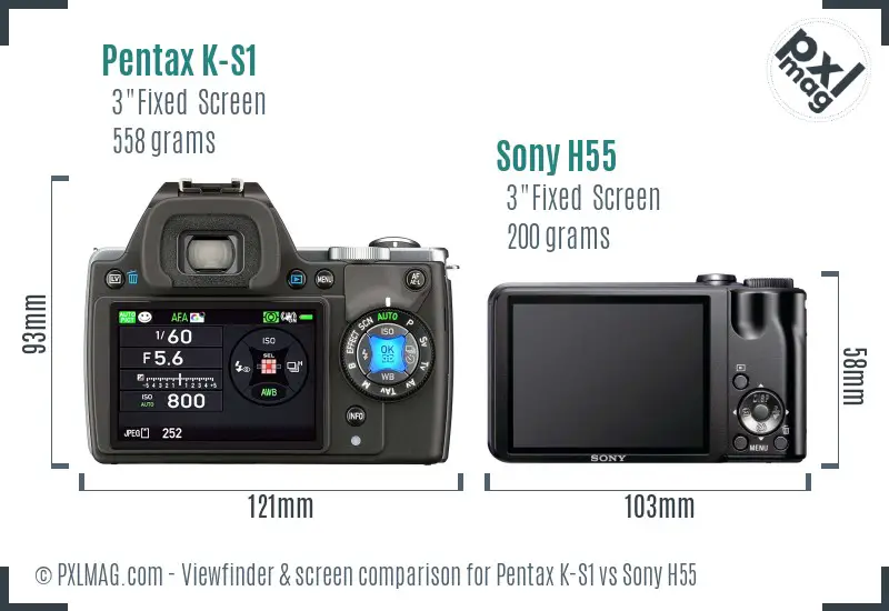Pentax K-S1 vs Sony H55 Screen and Viewfinder comparison Pentax K-S1 vs Sony H55 Screen and Viewfinder comparison