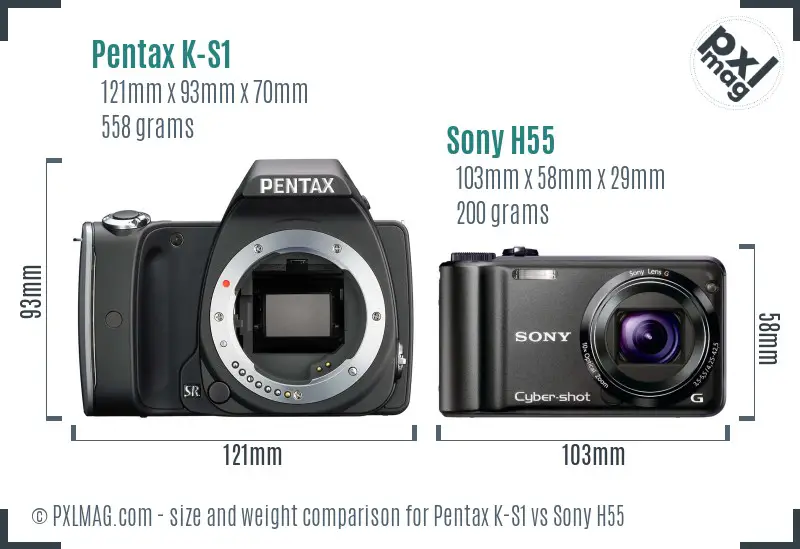 Pentax K-S1 vs Sony H55 size comparison Pentax K-S1 vs Sony H55 size comparison