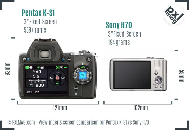 Pentax K-S1 vs Sony H70 Screen and Viewfinder comparison