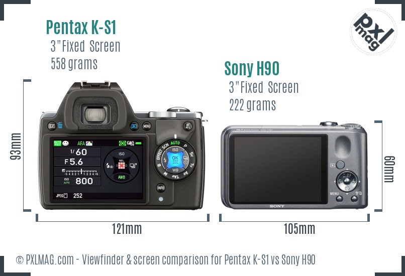 Pentax K-S1 vs Sony H90 Screen and Viewfinder comparison