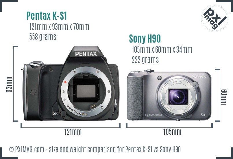 Pentax K-S1 vs Sony H90 size comparison