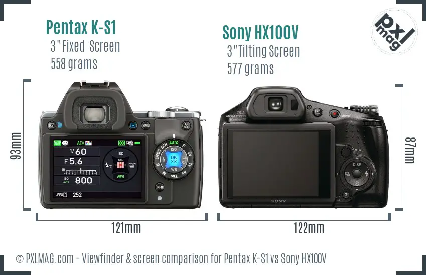 Pentax K-S1 vs Sony HX100V Screen and Viewfinder comparison Pentax K-S1 vs Sony HX100V Screen and Viewfinder comparison