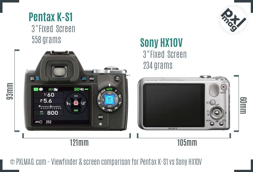 Pentax K-S1 vs Sony HX10V Screen and Viewfinder comparison