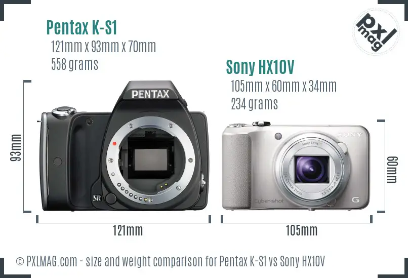 Pentax K-S1 vs Sony HX10V size comparison