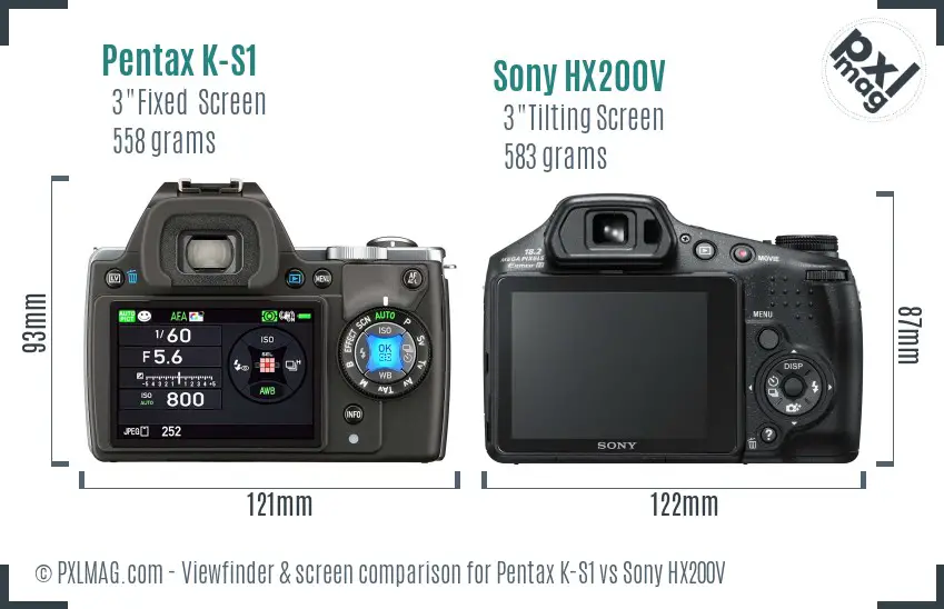 Pentax K-S1 vs Sony HX200V Screen and Viewfinder comparison Pentax K-S1 vs Sony HX200V Screen and Viewfinder comparison