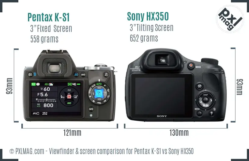 Pentax K-S1 vs Sony HX350 Screen and Viewfinder comparison