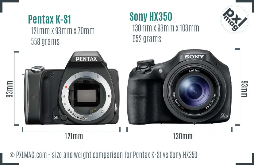 Pentax K-S1 vs Sony HX350 size comparison