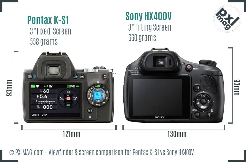 Pentax K-S1 vs Sony HX400V Screen and Viewfinder comparison