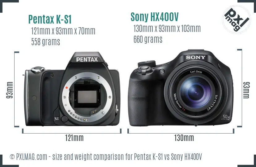 Pentax K-S1 vs Sony HX400V size comparison