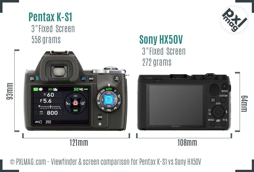 Pentax K-S1 vs Sony HX50V Screen and Viewfinder comparison