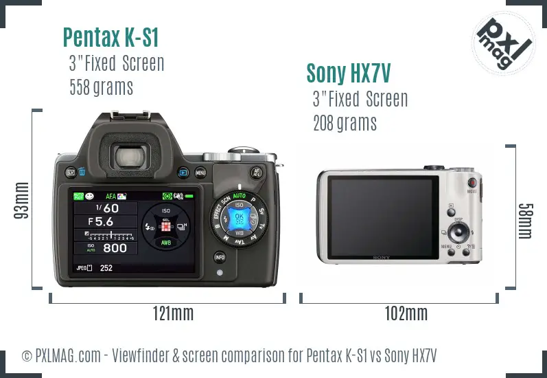 Pentax K-S1 vs Sony HX7V Screen and Viewfinder comparison