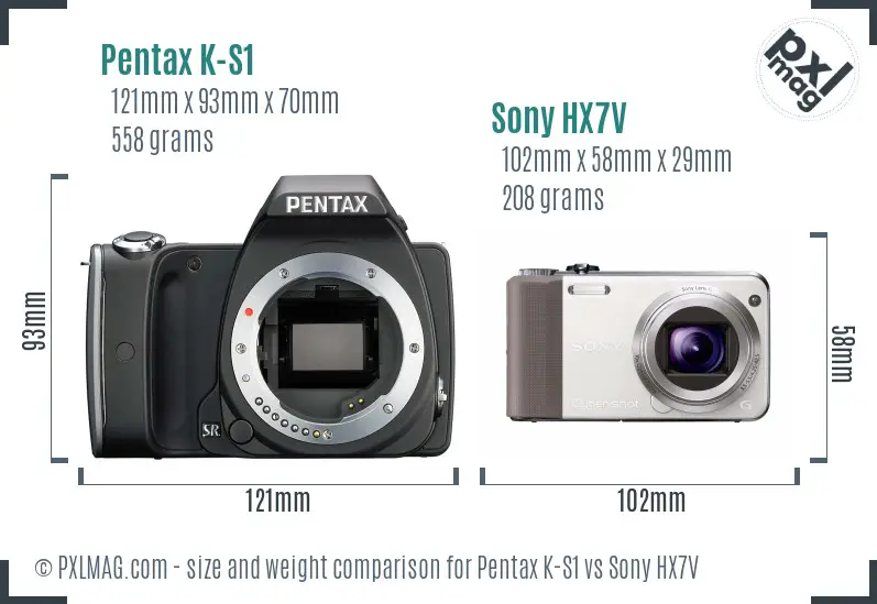 Pentax K-S1 vs Sony HX7V size comparison