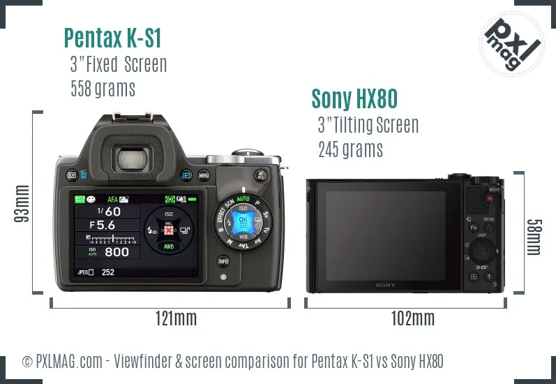 Pentax K-S1 vs Sony HX80 Screen and Viewfinder comparison