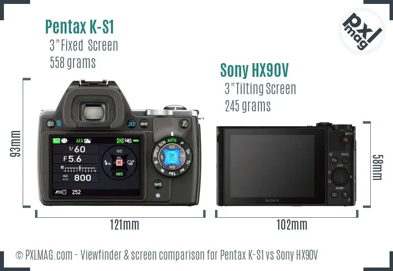 Pentax K-S1 vs Sony HX90V Screen and Viewfinder comparison