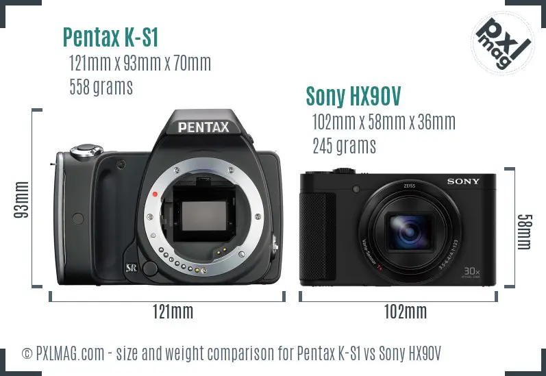 Pentax K-S1 vs Sony HX90V size comparison