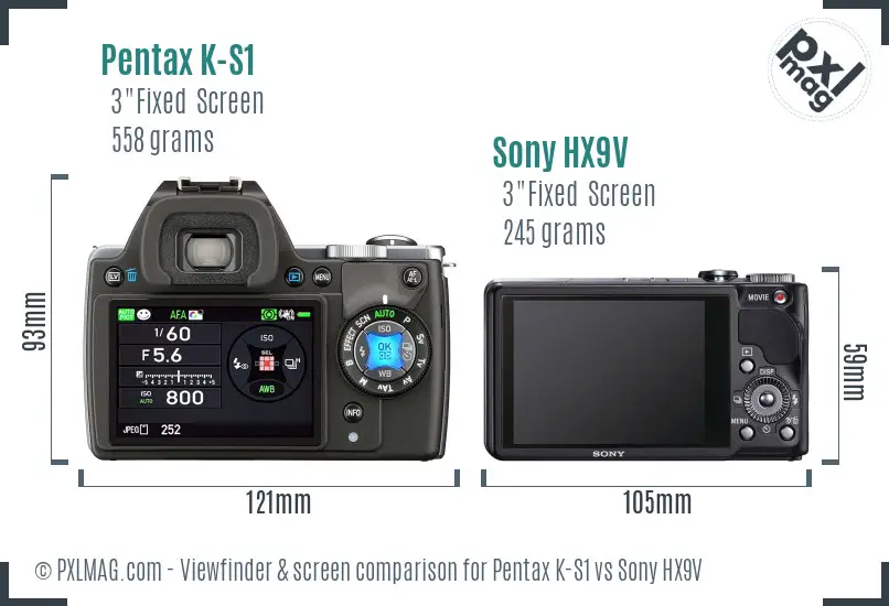 Pentax K-S1 vs Sony HX9V Screen and Viewfinder comparison