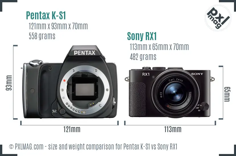 Pentax K-S1 vs Sony RX1 size comparison