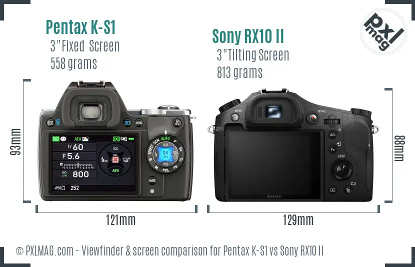 Pentax K-S1 vs Sony RX10 II Screen and Viewfinder comparison