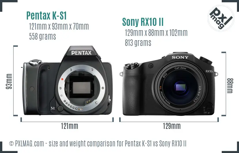 Pentax K-S1 vs Sony RX10 II size comparison