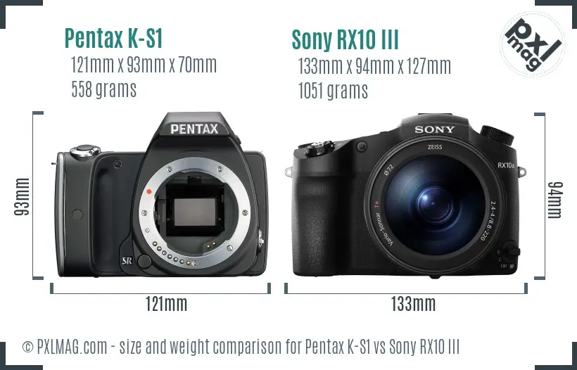 Pentax K-S1 vs Sony RX10 III size comparison