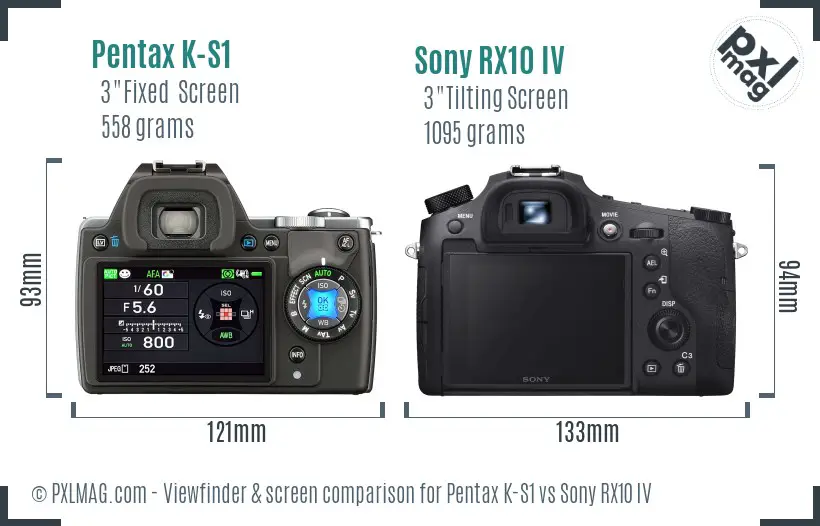 Pentax K-S1 vs Sony RX10 IV Screen and Viewfinder comparison Pentax K-S1 vs Sony RX10 IV Screen and Viewfinder comparison