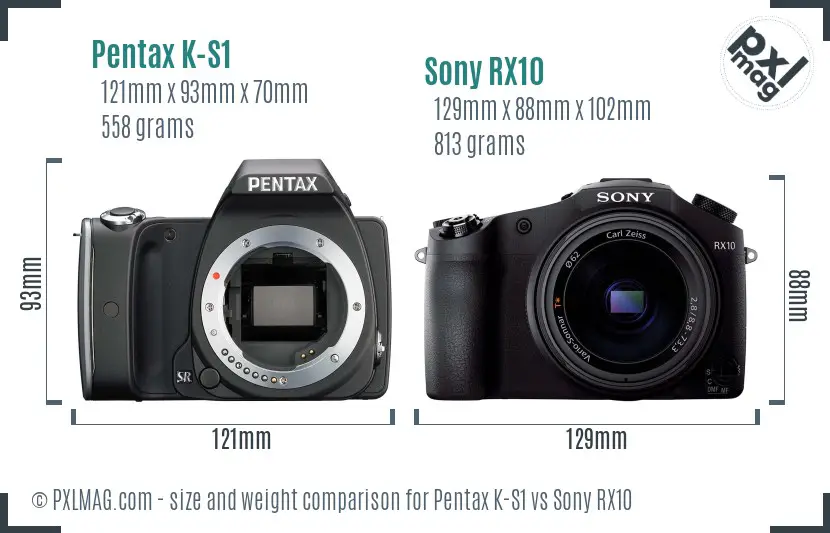Pentax K-S1 vs Sony RX10 size comparison Pentax K-S1 vs Sony RX10 size comparison