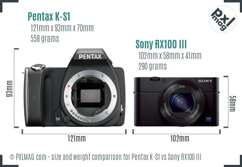 Pentax K-S1 vs Sony RX100 III size comparison