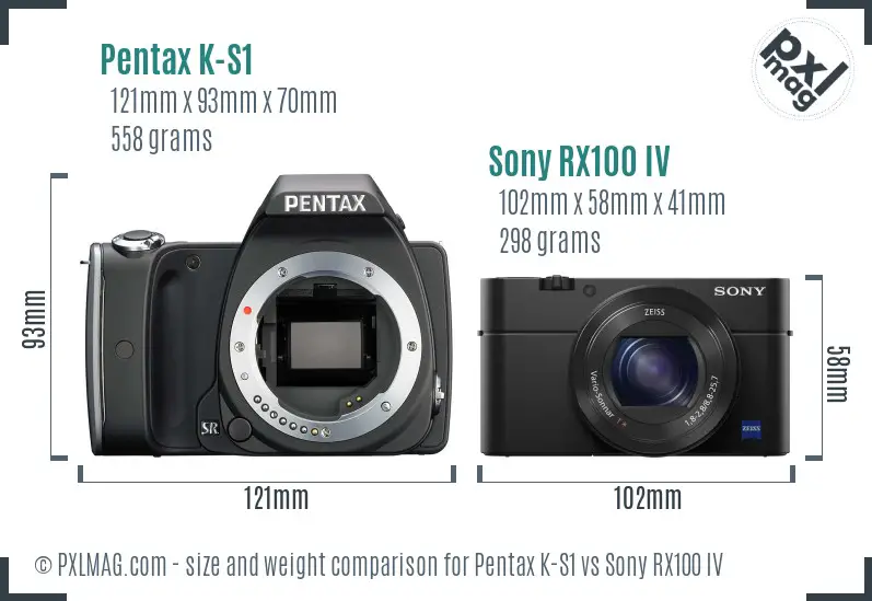 Pentax K-S1 vs Sony RX100 IV size comparison