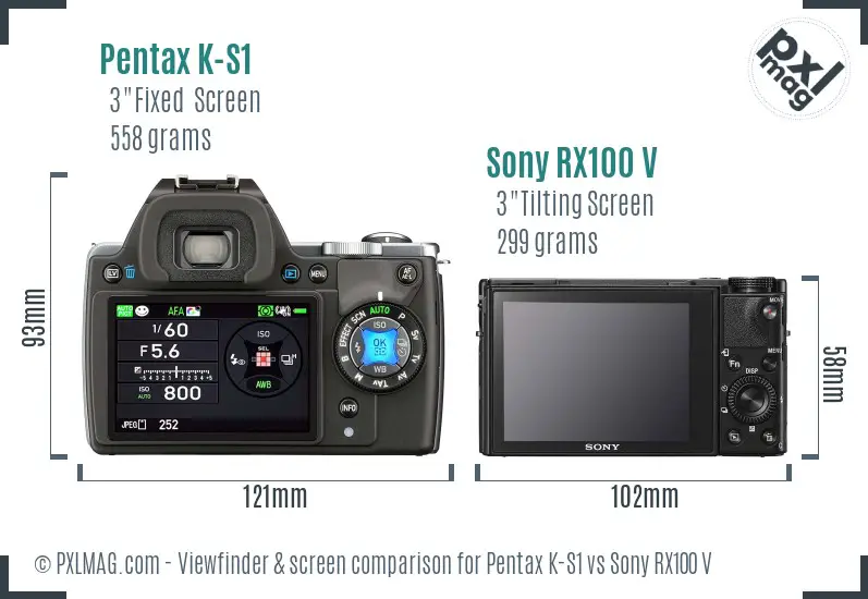 Pentax K-S1 vs Sony RX100 V Screen and Viewfinder comparison Pentax K-S1 vs Sony RX100 V Screen and Viewfinder comparison