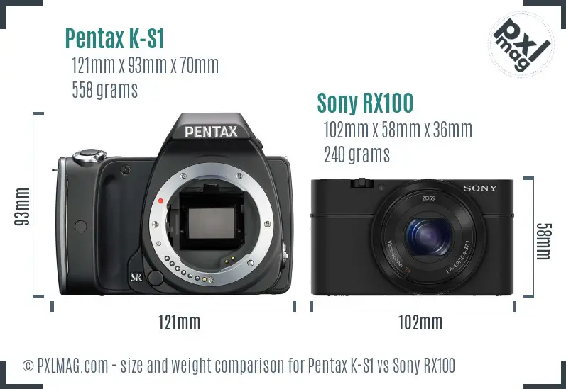 Pentax K-S1 vs Sony RX100 size comparison Pentax K-S1 vs Sony RX100 size comparison