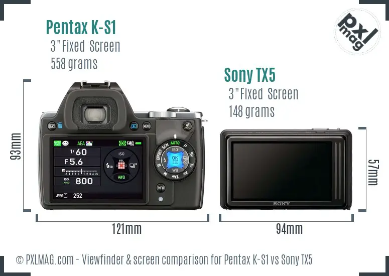 Pentax K-S1 vs Sony TX5 Screen and Viewfinder comparison