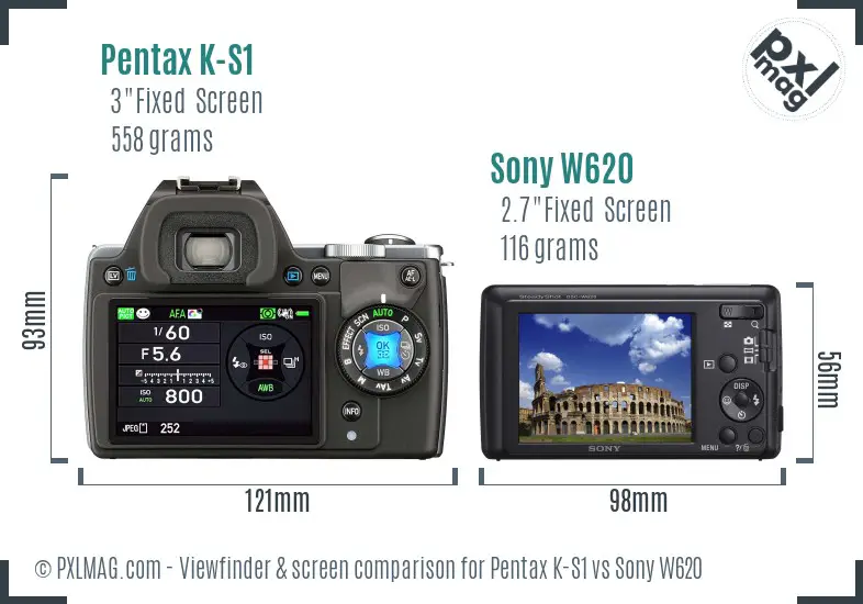 Pentax K-S1 vs Sony W620 Screen and Viewfinder comparison Pentax K-S1 vs Sony W620 Screen and Viewfinder comparison
