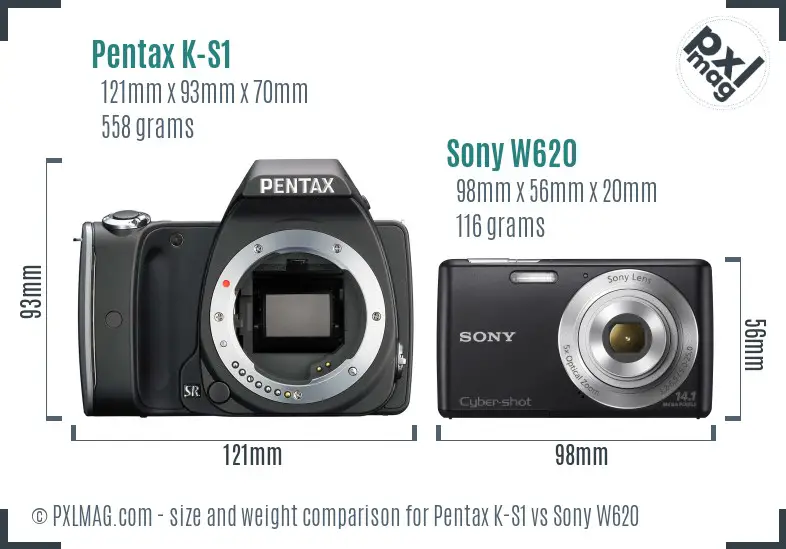Pentax K-S1 vs Sony W620 size comparison Pentax K-S1 vs Sony W620 size comparison