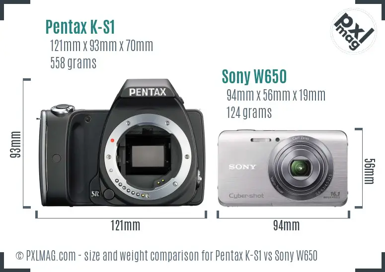 Pentax K-S1 vs Sony W650 size comparison