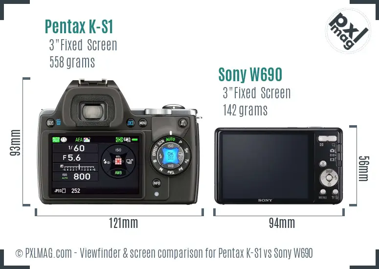 Pentax K-S1 vs Sony W690 Screen and Viewfinder comparison Pentax K-S1 vs Sony W690 Screen and Viewfinder comparison