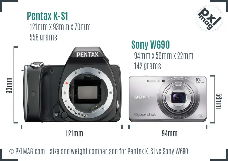 Pentax K-S1 vs Sony W690 size comparison Pentax K-S1 vs Sony W690 size comparison