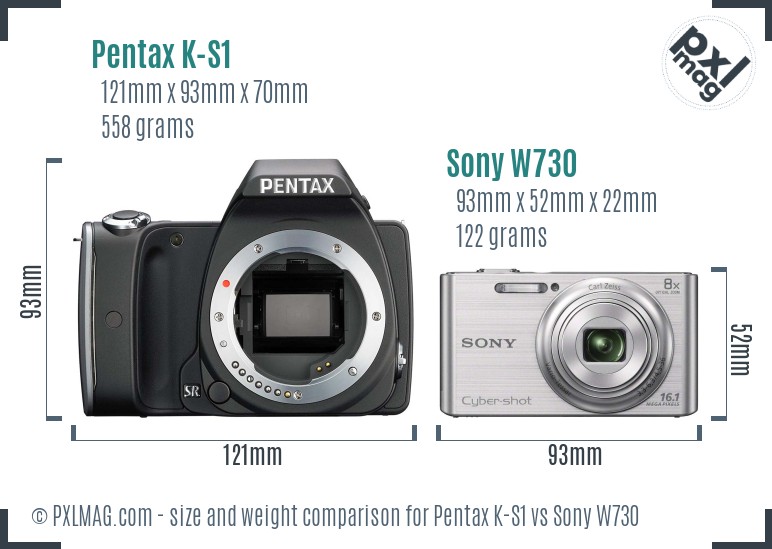 Pentax K-S1 vs Sony W730 size comparison Pentax K-S1 vs Sony W730 size comparison