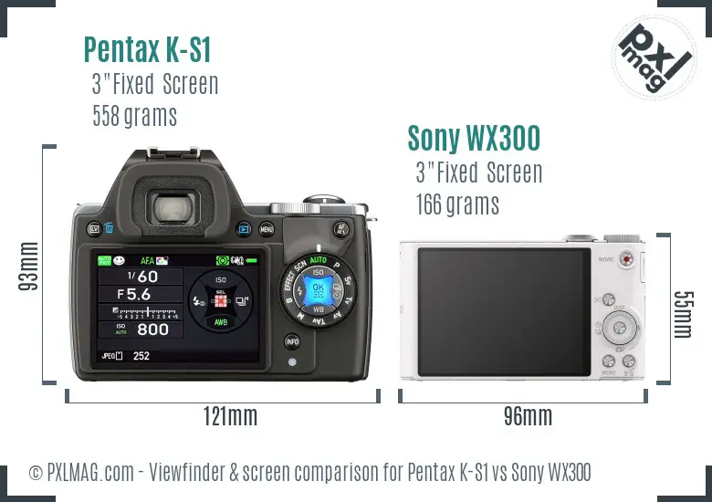 Pentax K-S1 vs Sony WX300 Screen and Viewfinder comparison