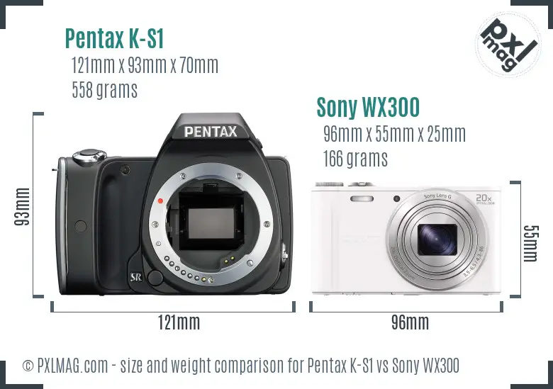 Pentax K-S1 vs Sony WX300 size comparison